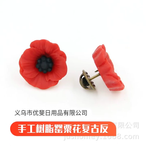 10pcs Remembrance Day Brooch Resin Flower Lapel Pin Memorial Day Badge Apparel Breastpin for Women Accessory