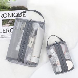 CENPAI สำหรับเด็กผู้หญิง สง่างามเรียบหรู กระเป๋าใส่อุปกรณ์อาบน้ำสำหรับเดินทาง ตาข่ายแบบตาข่าย จุได้มาก โปร่งใสโปร่งใส กระเป๋าเครื่องเขียนนักเรียน กระเป๋าเครื่องสำอางผู้หญิง ถุงซิปแต่งหน้า ถุงเก็บผลิตภัณฑ์ดูแลผิว กระเป๋าเก็บของเกาหลี