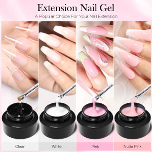 BORN PRETTY 4pcs Jelly Pink Nail Extension Gel Set White Pink Clear Gel-Nail-Polish French Nails Natural Camouflage Soak Off Gel