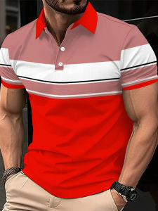 Jeans Fritz Color Block Striped Polo Shirt For Men Short Sleeve Regular Fit Breathable Casual Summer Top COD Fast Delivery