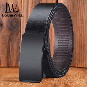 LouisWill เข็มขัดลำลองธุรกิจผู้ชายเข็มขัด120ซม. ทันสมัยเข็มขัดหัวเข็มขัดอัตโนมัติสายคาดเอวหนังวัวสองชั้นเข็มขัดกางเกงกีฬาขายาวเยาวชนเข็มขัดทันสมัยเรียบง่ายเข็มขัดทนทาน