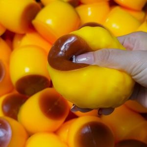 Crispy Sound Caramel Pudding Squeezing Toy Homemade DIY Handmade Squeeze Ball Non-rebound Stress Relieving Toy for Gift