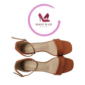 888 Boon Wah Shoes Suede Block Heel Ankle Strap Heels
