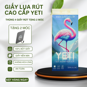 Thùng 4 GIấy Rút Treo Trường Con Hạc tặng 2 móc Giấy cao cấp 1280 tờ(320 lần rút) giấy dai mịn thấm hút tốt