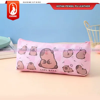 Kotak Tempat Pensil Anak Gambar Kuromi Melody Cinnamoroll Capybara Model Resleting Bahan PU