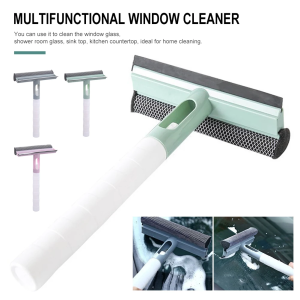 Window Glass Cleaning Tool Double-sided Disassemble Rod Window Cleaner Scraper Mop Squeegee Wiper with Water Spray Bottle