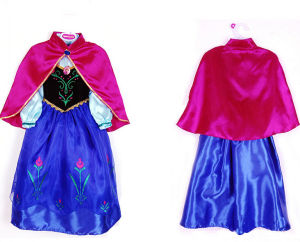 SG Seller 🌈Frozen Anna 🌈Party Dress Costume Kids Children long sleeved cotton Top Removable Cape Tiara Wand Gloves Pleated Hair Set suitable for 2 to 12 years old