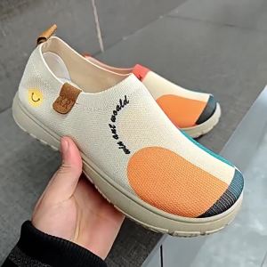 Slip-On Graffiti Shoes for Women 2025 Spring and summer new thick-soled painted casual shoes for women flat shoes