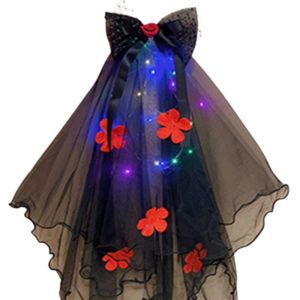 SDFSF ผ้าคลุมหน้าลูกไม้ ผ้าคลุมหน้าฮาโลวีน สไตล์โกธิค สร้างสรรค์และสร้างสรรค์ ม่านตาข่ายสีดำ ของขวัญวันฮาโลวีน ชุดคอสเพลย์ ห่วงผมกุหลาบ อุปกรณ์ปาร์ตี้เครื่องแต่งกาย