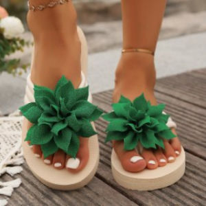 Plus Size WomenS Summer Slippers Floral Flip-Flops Thick-Soled Slippers Casual Versatile Lightweight Beach Shoes