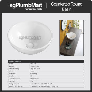 Rubine x sgPlumbMart SPIN 36B Countertop Ceramic Basin 360x360x150mm Toilet Bathroom Basin Table Top Basin