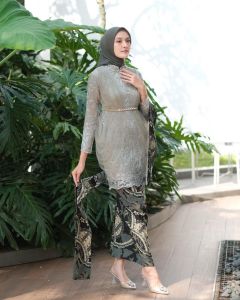 New Arrival Set Couple Kebaya Madina Sage Brokat Tunik Kondangan Tunangan Lamaran Wisuda Dresmate Modern Terbaru 2022