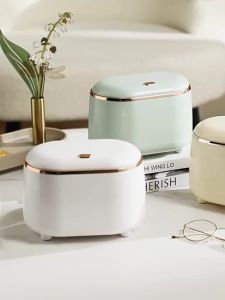 FCPlexorCountertop Trash Can with Press Type Lid 2L Tiny Waste Basket Waste Can with Cover Wastebasket Trash Can DispenserBin for Bathroom VanityCoffee Table