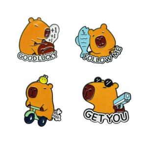 4pcs Capybara Lapel Pin Elegant Brooch Animal Themed Breastpin Clothing Ornament for Everyday Outfits and Event