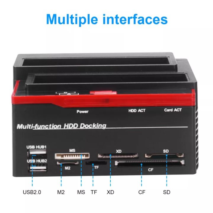 2.5"/3.5"%20USB%203.0%20To%202%20SATA%20Ports%201%20IDE%20Port%20External%20HDD%20Hard%20Drive%20Disk%20Docking%20Station%20Card%20Reader%20USB3.0%20Hub%20with%20OTB/OTC%20-%20Image%202