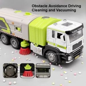 2026 1:50 Electric Sweeper Model Toy Cars Alloy Diecast Garbage Trucks Sound Light Doors Opened Engineering Vehicles for Kids Gifts