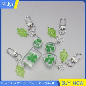 Millys 1 mảnh may mắn bốn lá cỏ ba lá mặt dây chuyền điện thoại di động Dây Móc Khóa Phụ Nữ Cô Gái Túi máy ảnh trang trí dây đeo điện thoại chuỗi quyến rũ