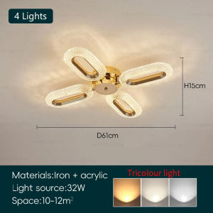 New Flower Shaped Living Room Ceiling Light Luxury Modern Restaurant Chandelier Golden Bedroom Decorative Lamp