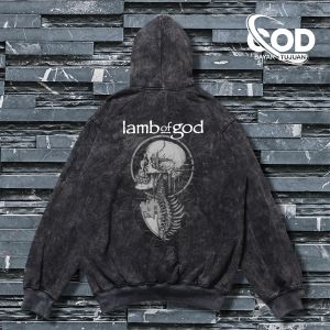 Hoodie Cowok Distro Aesthetic Model Washing Sandwash Keren Terbaru Lis Sablon Musik Rock Band Lamb Of God Bahan Fleece Tebal Lembut Kualitas Premium