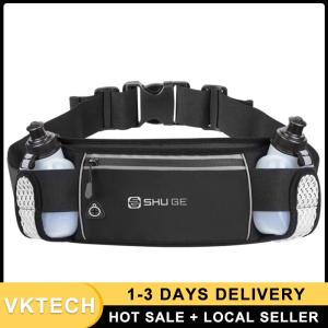 Adjustable Running Waist Belt with Bottles for Men Women Fitness Jogging Fanny Pack for Outdoor Activities