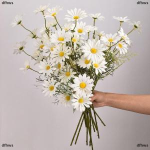 [COD] dfhws 52cm White Daisy Artificial Flower 5 Heads Silk White Chamomile Flower Bouquet DIY Home Garden Party Wedding Decoration