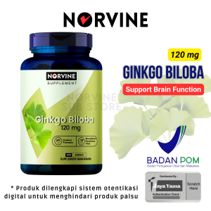 NORVINE GINKGO BILOBA 120 MG - 100 CAPS VITAMIN OTAK ORIGINAL USA BPOM