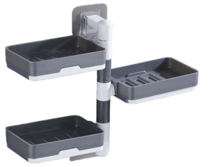 Soap Holder Bathroom Rack Rotating Drain Wall Hanging Bathroom Soap Box Holder 3 Layer - AMAZONE