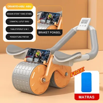 PXTON - Ab Wheel Ab Roller Wheels Plank Trainer 2in1 Abdominal Core Roller Automatic Rebound Olahraga / Ab Roller Wheels/Ab Roller 2 IN 1 / Abdominal Roller alat gym Automatic Rebound Olahraga Ab Wheel Plank Trainer /Gym Fitness Push Up
