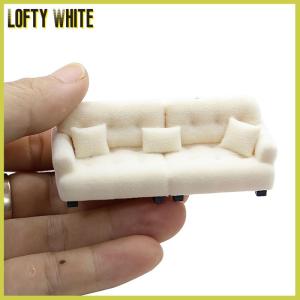Lofty White บ้านตุ๊กตาจำลองบ้านตุ๊กตาโมเดลโซฟาในห้องนั่งเล่นขนาดเล็กเฟอร์นิเจอร์อุปกรณ์ตกแต่งของเล่นสมมติ