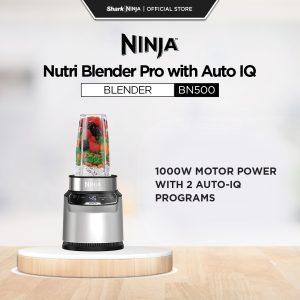 Ninja Nutri Blender Pro Auto-iQ Technology & Ninja Pro Extractor Blade Comes with 3 On the Go cups - 500ml 700ml & 900ml and 20 Recipe book Powerful 1000W motor Crushes ice Smoothie maker Dishwasher safe - Ninja BN500
