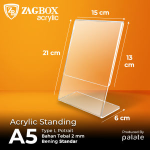 Acrylic Brosur Tent Holder A5 L / Akrilik A5 L Potrait Acrilic 2mm / Akrilik QR KODE Display