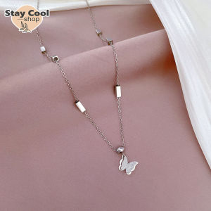 Kalung Rantai Dadu Kupu2 Titanium Anti Karat Dan Luntur Desain Fashion