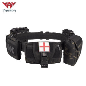 Yakeda Gear Use Tactical MOLLE Belt with Recycling Pouch Mag Pouch Outdoor Black Hunting Duty Security Quick Release Belt