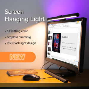 LED Dimmable Office Computer Screen Monitor Hanging Light Bar Eye-Caring Table Lamp Asymmetric Light Source 2 Colors/Colorful RGB Light for Study Reading Game Play