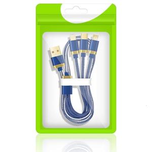 3 Head Fast Charging Cord Denims Braided Design Rapid Power Delivery Various Device Charging Solution with Compatibility