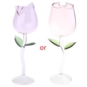 Rose Flower Design Wine Cup Cocktail Cup Transparent Whisky Cup Drinkware Glass Material for Parties Night Bar KTV