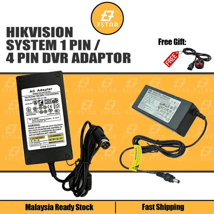 7Star HIKVISION DVR NVR Adaptor Power Adapter 12V5A | 12V3A | 48V1.6A 1Pin | 4pin for CCTV Security Recorder System