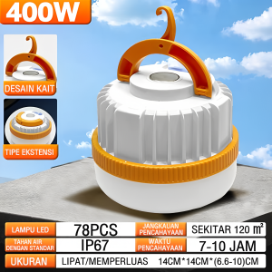 Lampu Emergency Gantung Camping Lamp 400W Daya tahan baterai 22H