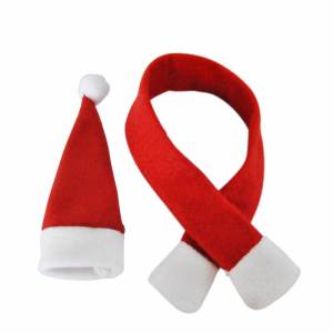 【♡Lovely girls house♡】Mini Christmas Santa Claus Hat Scarf for Wine Bottle Christmas Silverware Holders Candy Covers Bottle Decorations