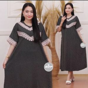 Daster Wanita Standar Besar LD 110 Chibi Baju Tidur Batik Cap Resleting Depan Tali Samping Katun Tebal