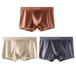 3pcs Satin Ánh sáng sang trọng của nam giới Lụa băng Quần soóc Boxer lụa dâu tằm 10A kháng khuẩn đáy cỡ lỡn đồ lót không đường may cho nam giới
