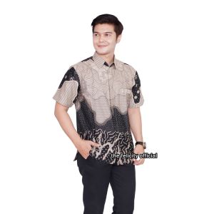 felicitybatik - Blouse Batik Atasan Wanita Modern Couple Kemeja Pria Batik Kantor [ oreo ]