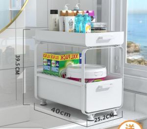 Ⓜ️ZEROIDEASⓂ️ 2 Tier Under Sink Organizers Rack Pull Out Sliding Drawer Rack Under Sink Organizer Slide-Out Cabinet Drawer Under Sink Shelf Under Sink Rack Slide-Out Kitchen Shelf Home Cabinet Drawer Organizer Pull Out Sliding Drawer Kitchen Rack