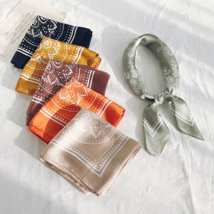 Neck Scarves New For Women Paisley Printed Silk Satin Bandana Head Scarfs Small Shawls Square Hijab Scarf