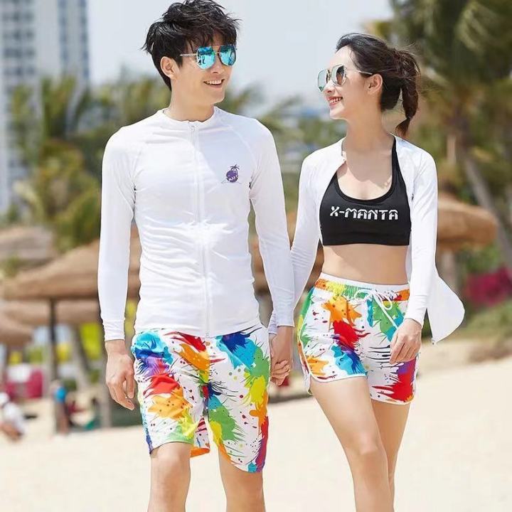 Couple Swimwear Beach Mens Swim Shorts Shirt Suit Women Short