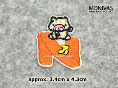 Pig Alphabet N Iron On Patch DIY Animal Letters Embroidery Applique