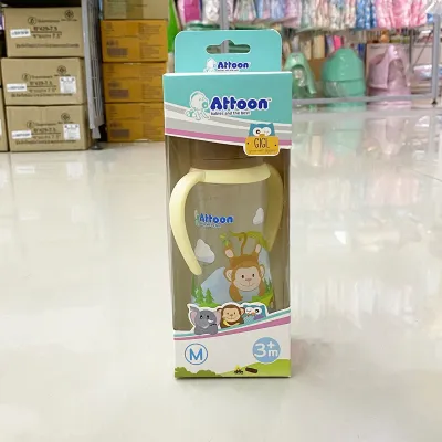 ขวดนมคอแคบ ขวดนมมีแขนจับ ขนาด 8ออนซ์ พร้อมจุกนม เบอร์-M ATTOON Feeding Bottle with Handle 250ml.