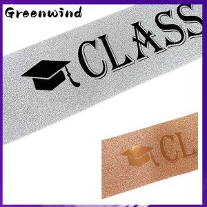 【Greenwind】 Graduation Decoration Class Of 2025 Satin Sash Glitter Black Blue Congratulation Graduation Party Decoration Supplies