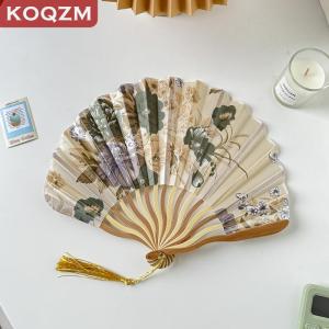 [COD] KOQZM KITCHEN Chinese Japanese Style Silk Fan Folding Fan Wedding Fan Art Gifts Dance Hand Fan Vintage Bamboo Folding Hand Held Flower Fan