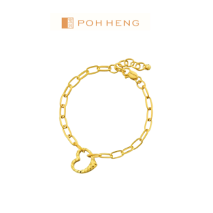 Poh Heng Jewellery 22K Heart Bracelet in Yellow Gold[Price By Weight]